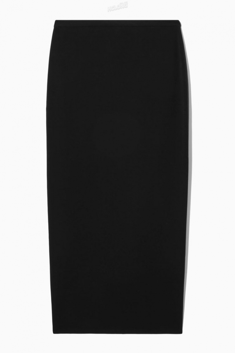 COS Column Maxi Skirt Noir | 157369-KYA