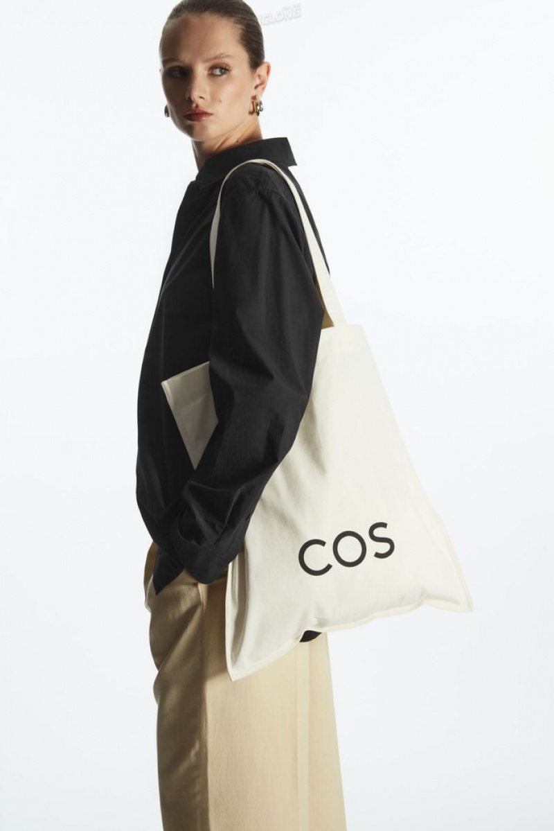 COS Cos Tela Tote Bag Blanche | 802916-QDT