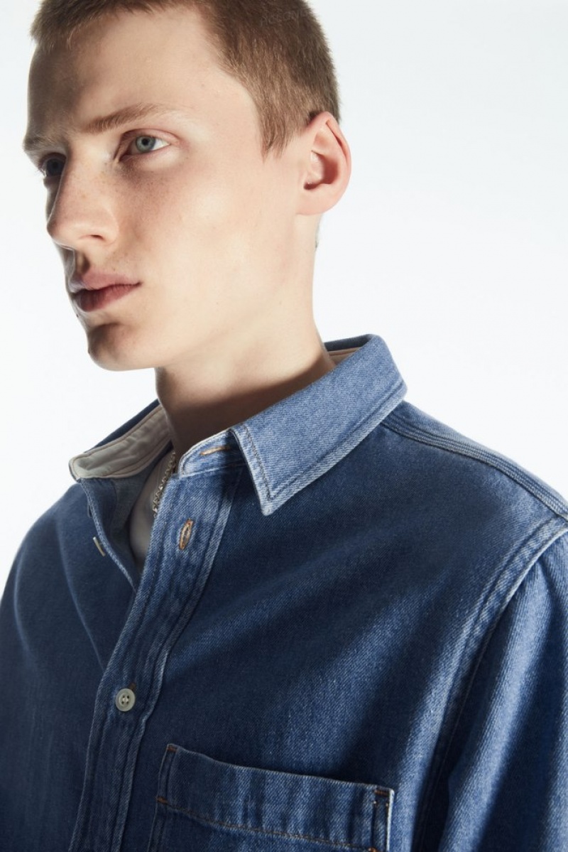 COS Coton And Linen-Blend Denim Shirt Ecru | 269178-OLZ