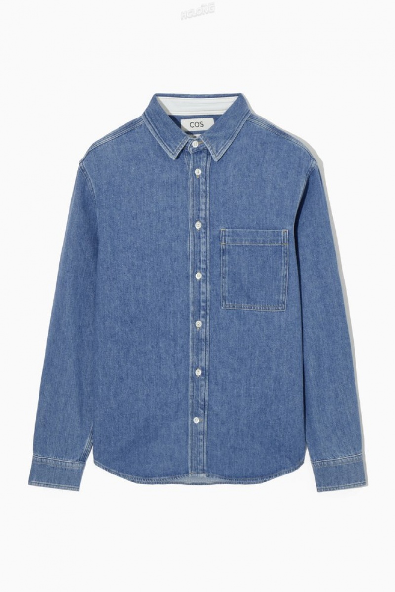 COS Coton And Linen-Blend Denim Shirt Ecru | 269178-OLZ