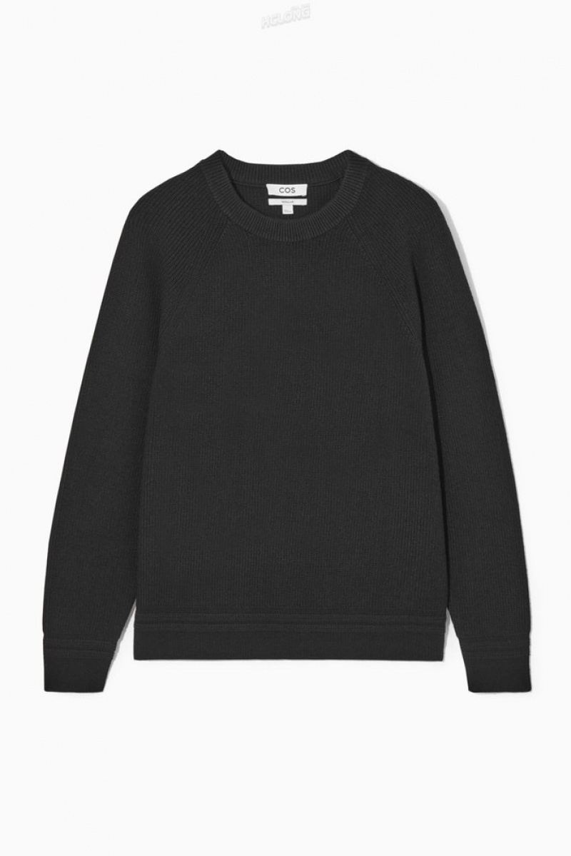 COS Crew-Neck Laine Jumper Noir | 712963-LKA