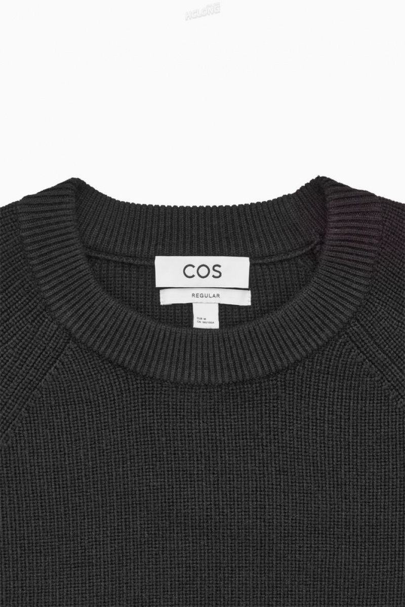 COS Crew-Neck Laine Jumper Noir | 712963-LKA