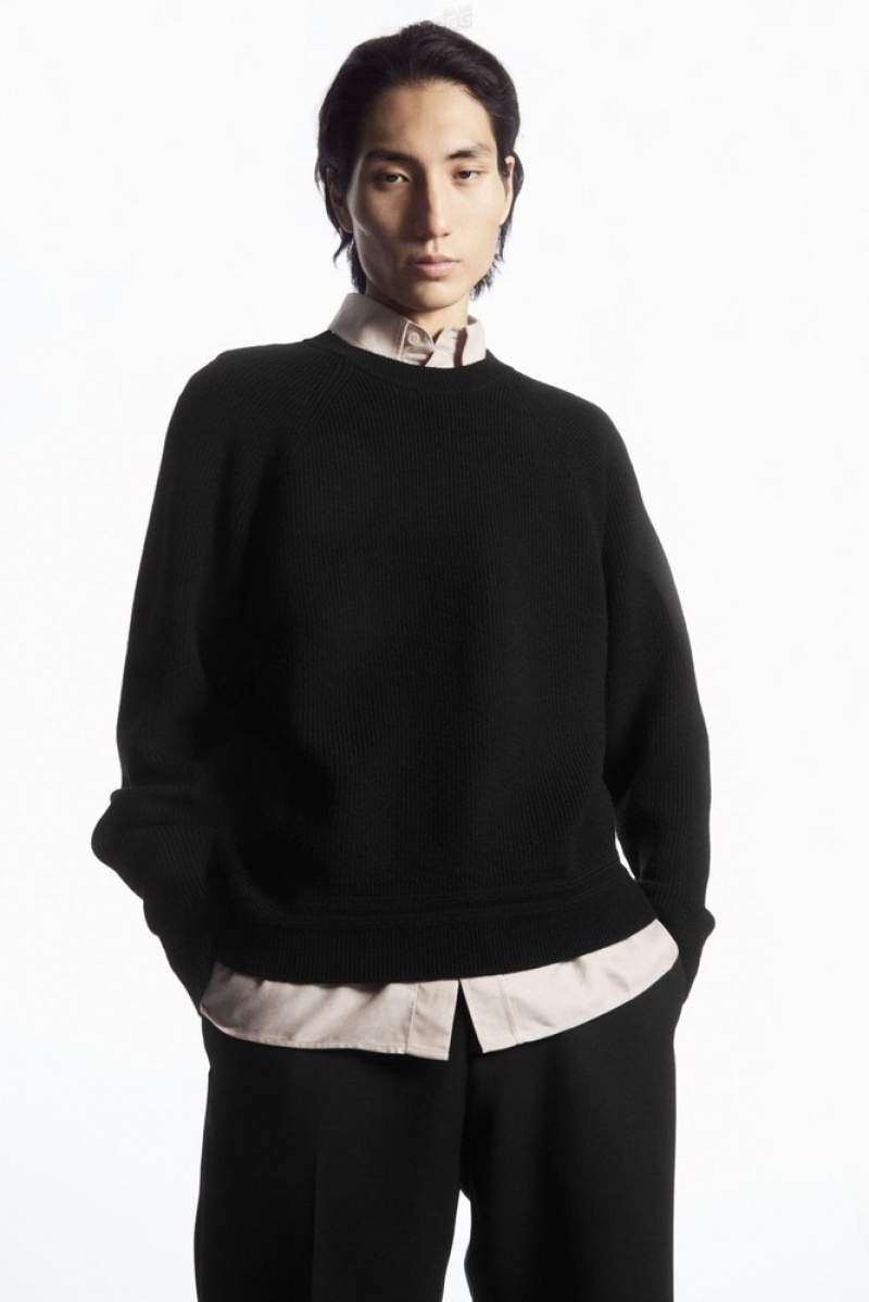 COS Crew-Neck Laine Jumper Noir | 712963-LKA