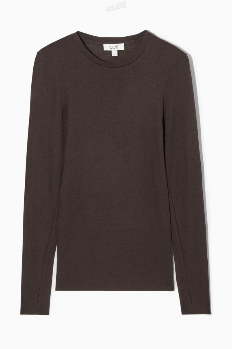 COS Crew-Neck Merino Laine Top Noir | 750126-NKY