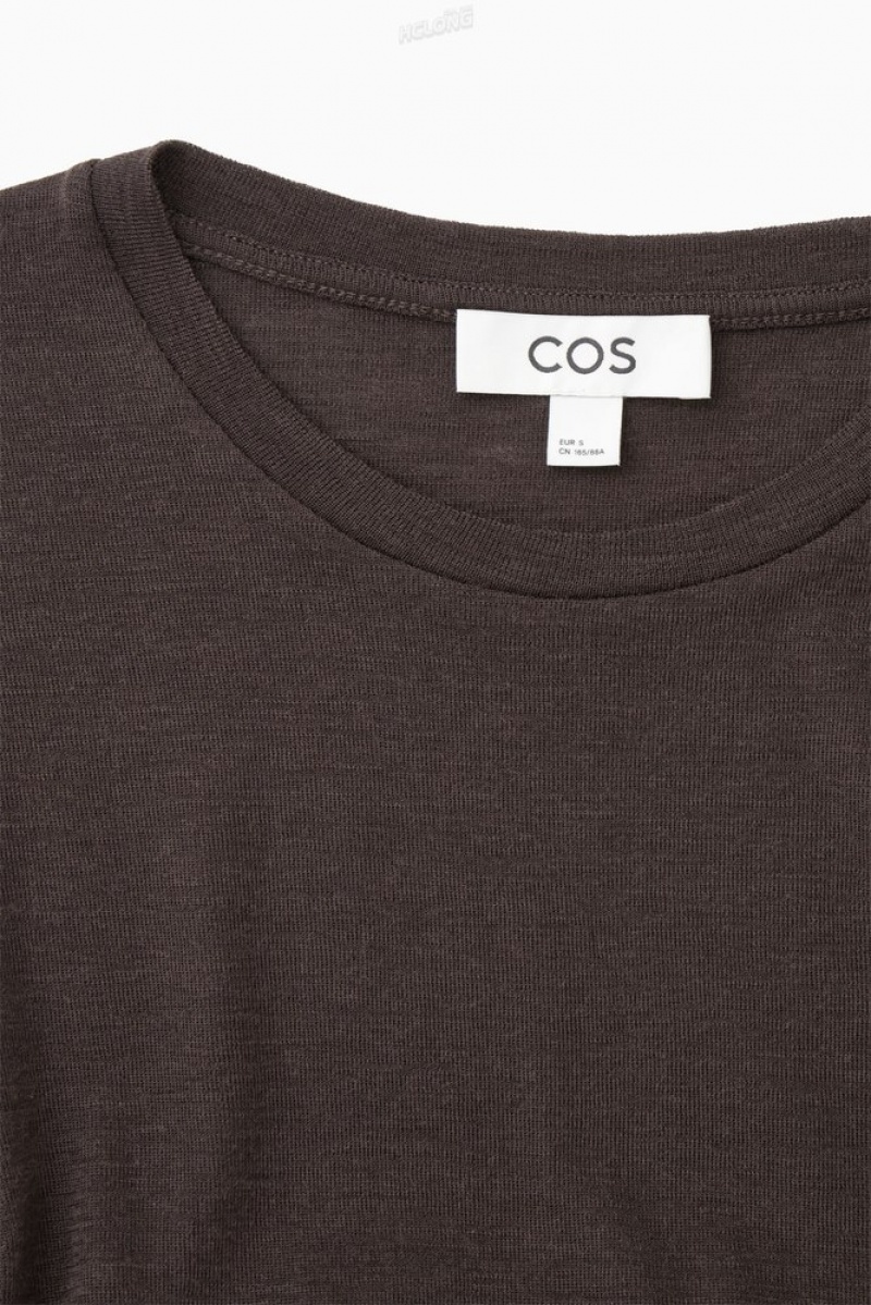 COS Crew-Neck Merino Laine Top Noir | 750126-NKY