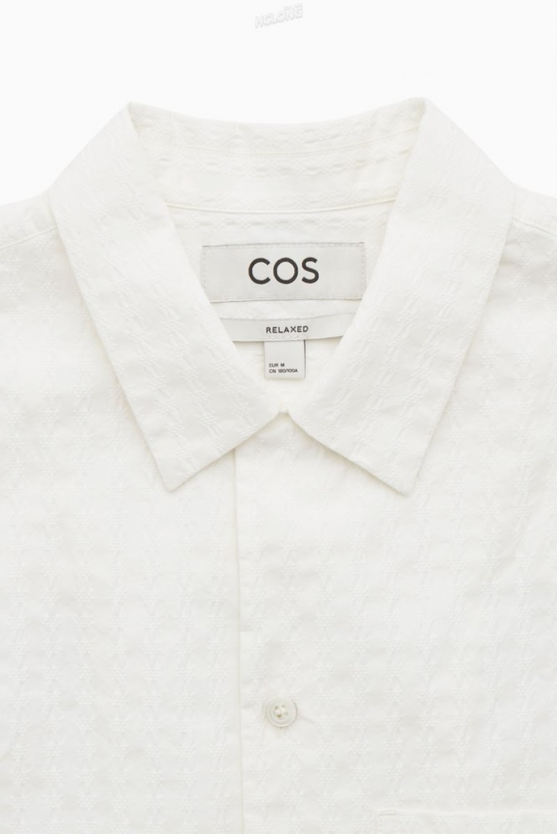 COS Crochet Corta-Sleeve Shirt Blanche | 230149-NCB