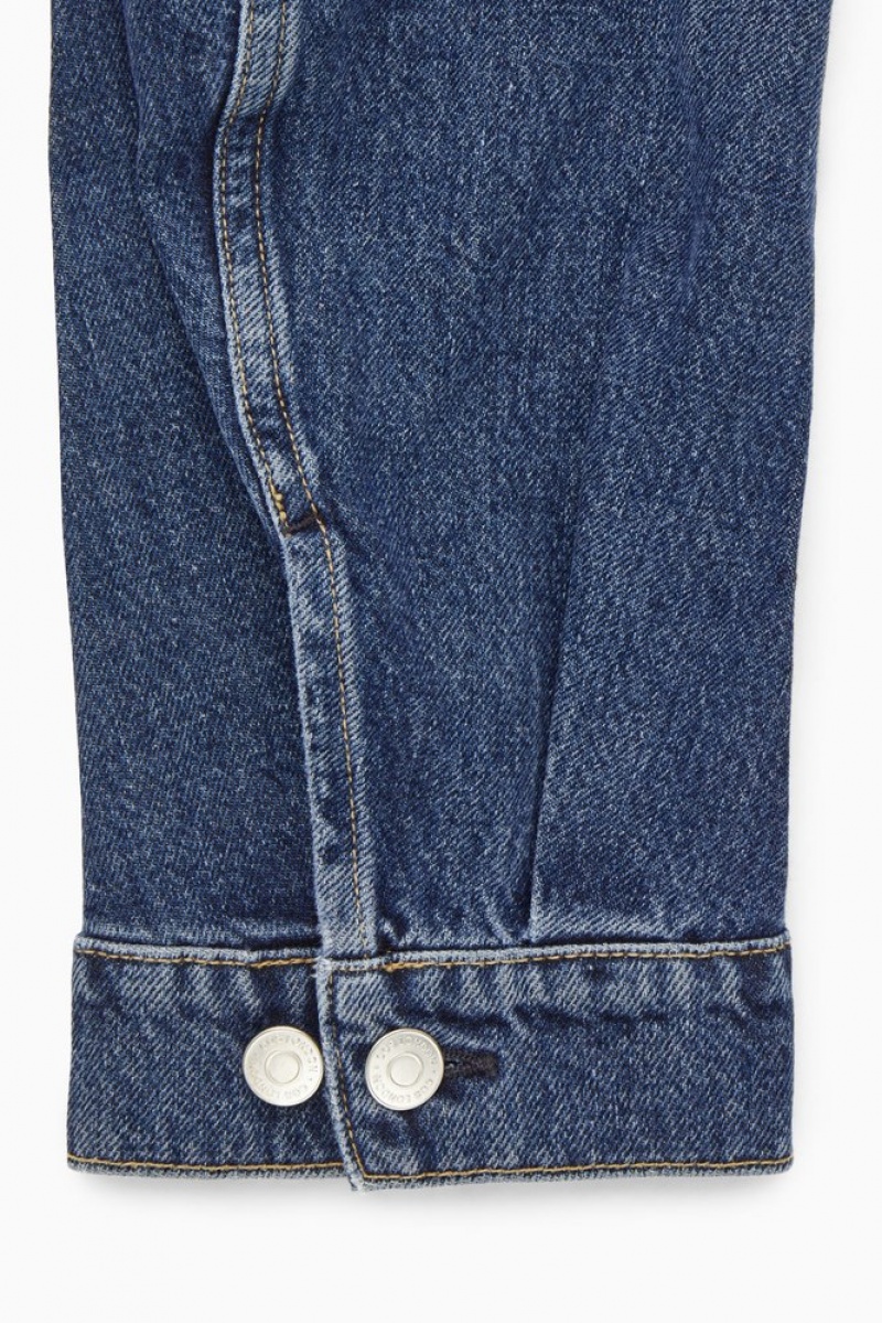 COS Cropped Denim Jacket Bleu | 709361-LXT