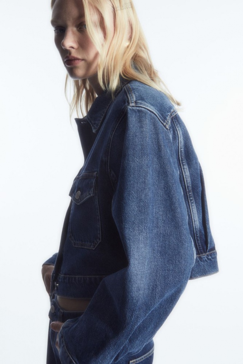 COS Cropped Denim Jacket Bleu | 709361-LXT