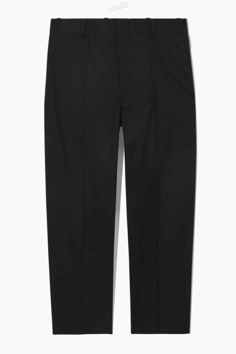 COS Cropped Droit-Leg Twill Pants Noir | 634957-FNI