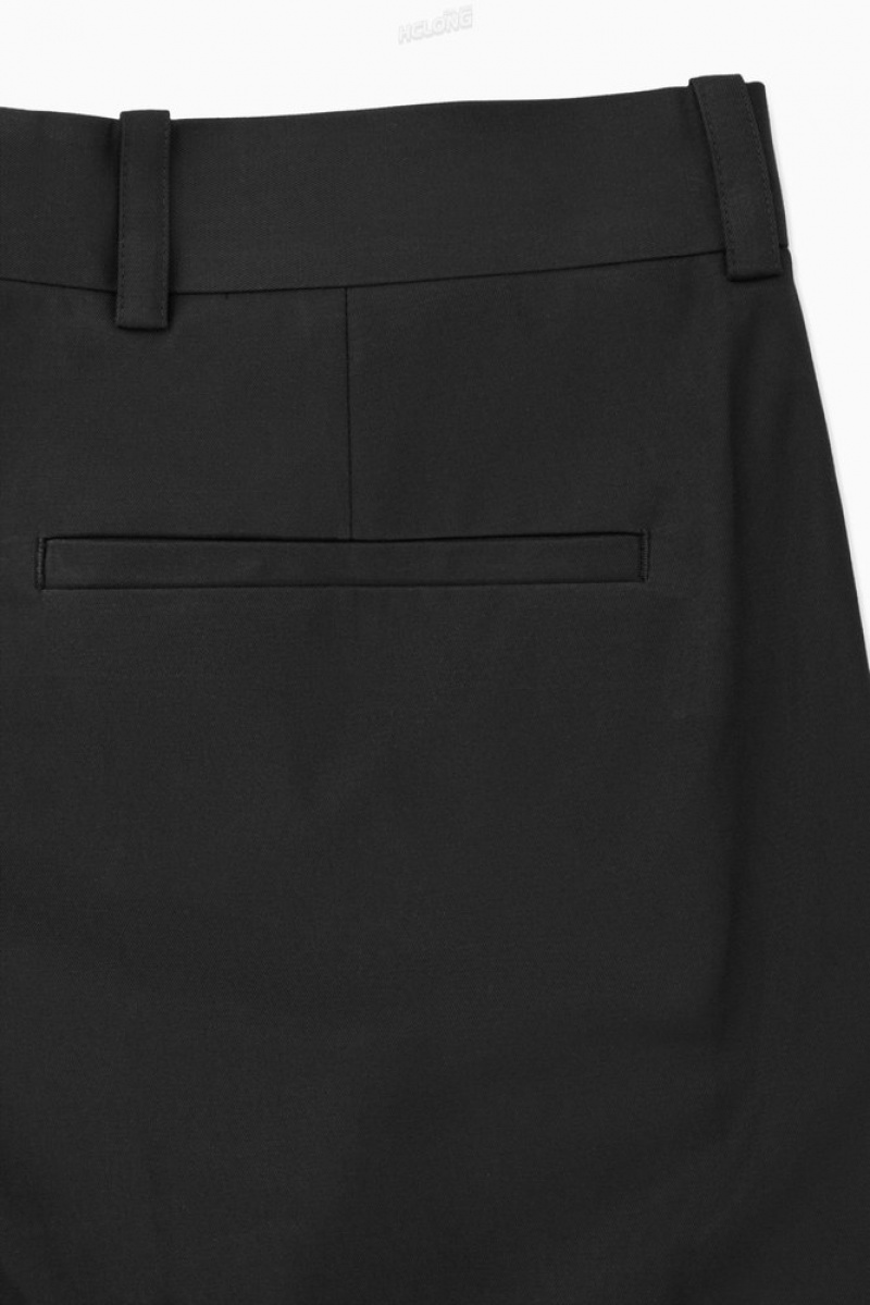 COS Cropped Droit-Leg Twill Pants Noir | 634957-FNI