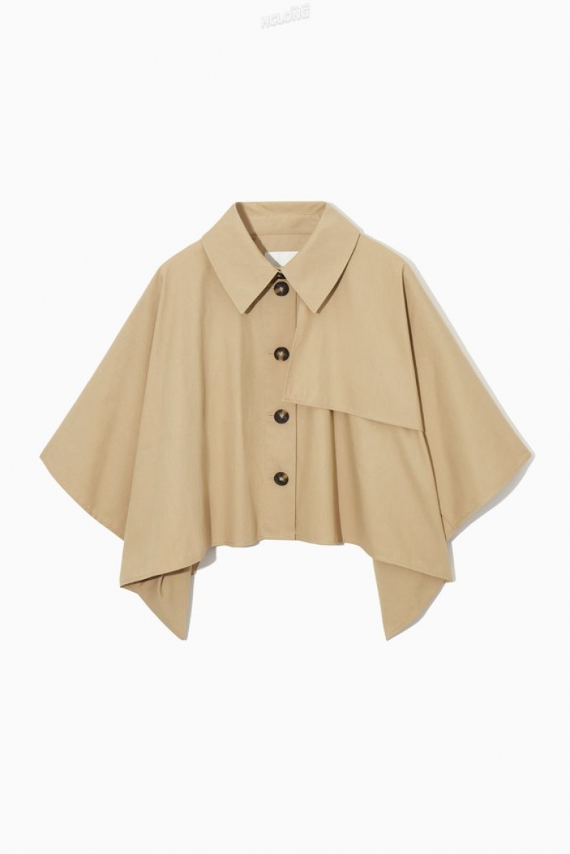 COS Cropped Trench Coat Cape Beige Clair | 084326-BKV