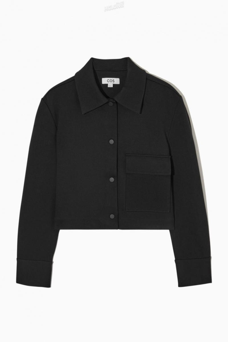 COS Cropped Twill Jacket Noir | 806792-WGL