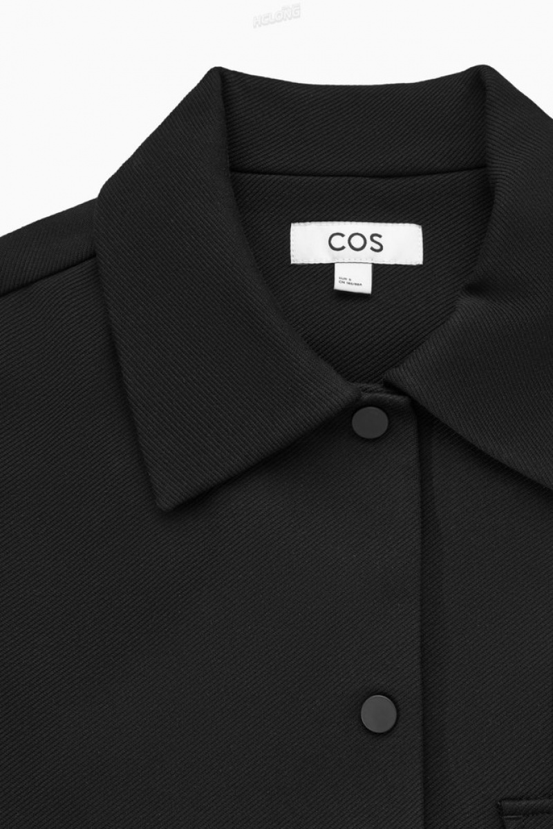 COS Cropped Twill Jacket Noir | 806792-WGL