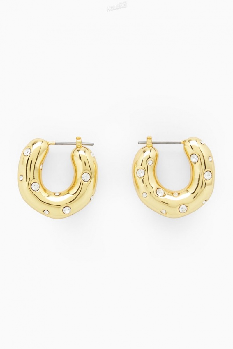 COS Crystal-Embellished Chunky Hoop Earrings Doré | 018523-NZE