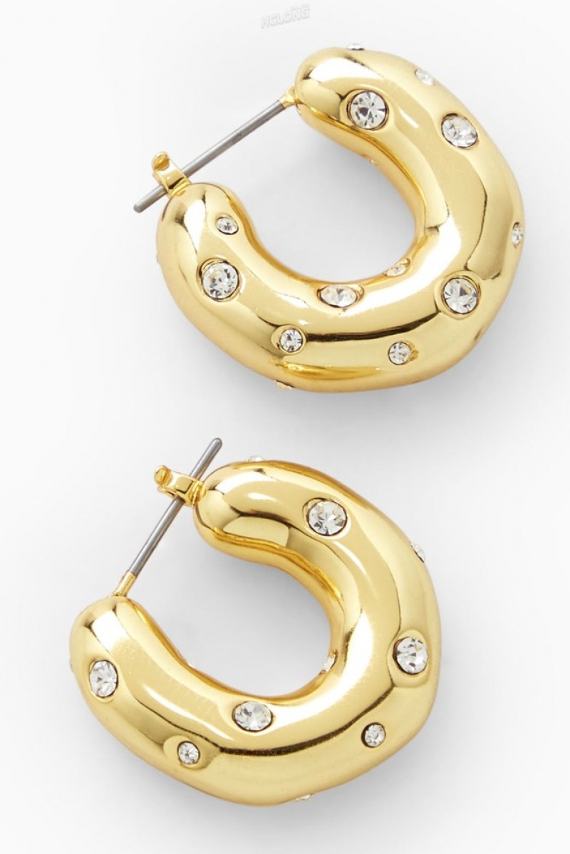 COS Crystal-Embellished Chunky Hoop Earrings Doré | 018523-NZE