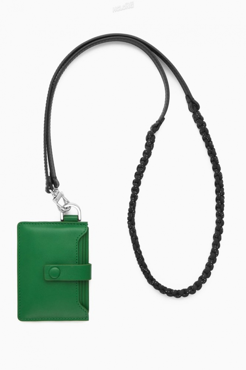 COS Cuir Lanyard Cardholder Noir | 063581-FZN