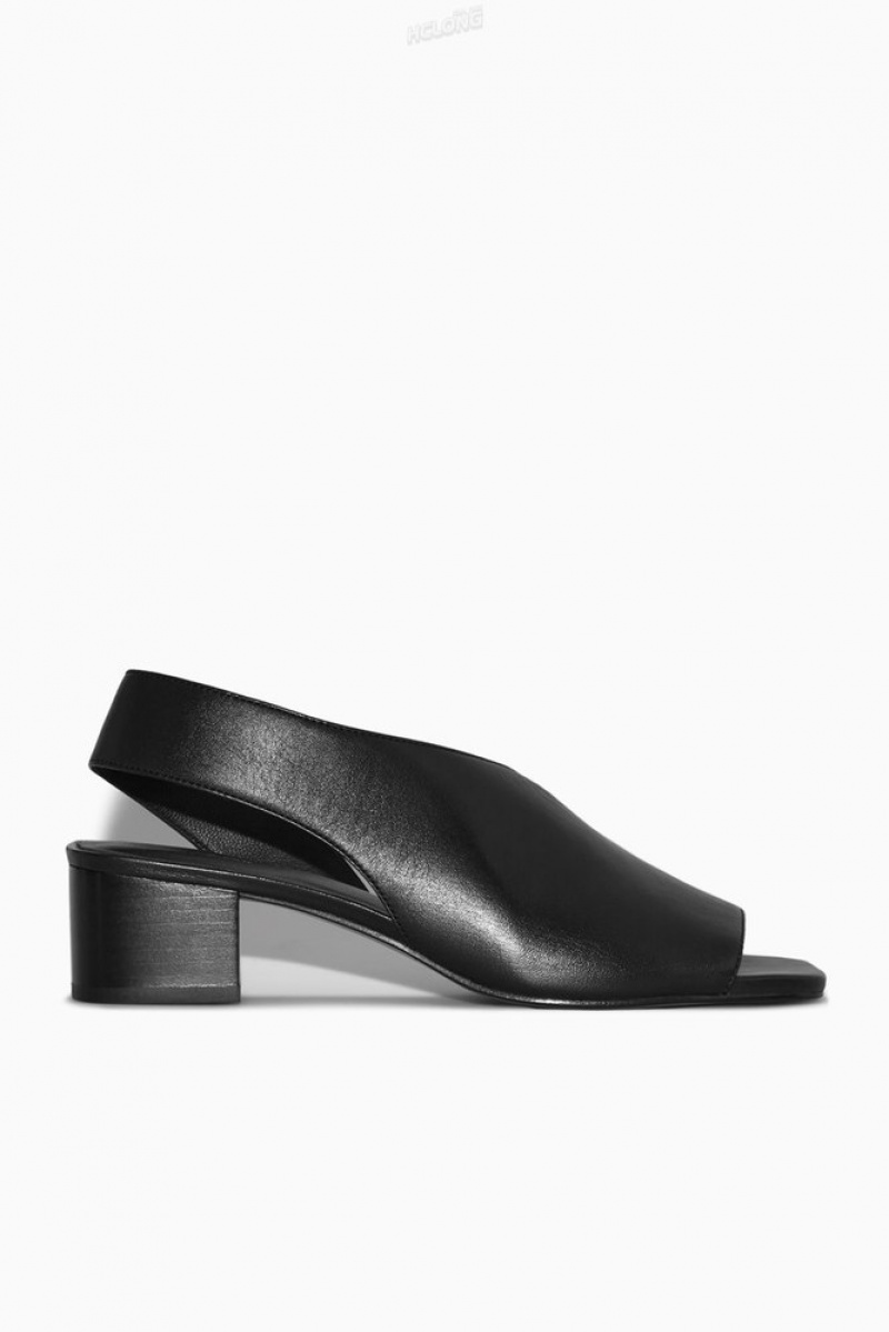 COS Cuir Slingback Block-Heel Sandals Noir | 874265-MLT