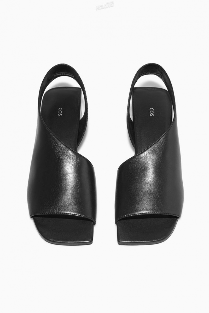 COS Cuir Slingback Block-Heel Sandals Noir | 874265-MLT