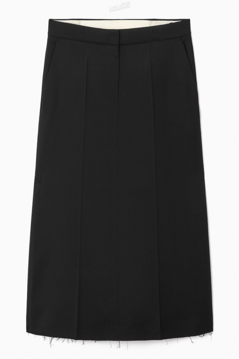 COS Deconstructed Laine-Blend Midi Pencil Skirt Noir | 847539-KRO