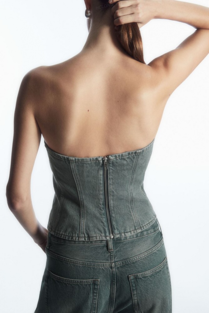 COS Denim Bustier Bleu | 204536-PTV