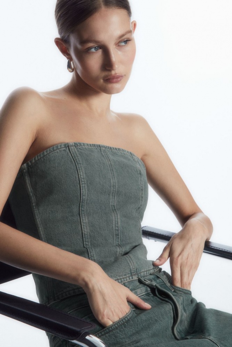 COS Denim Bustier Bleu | 204536-PTV