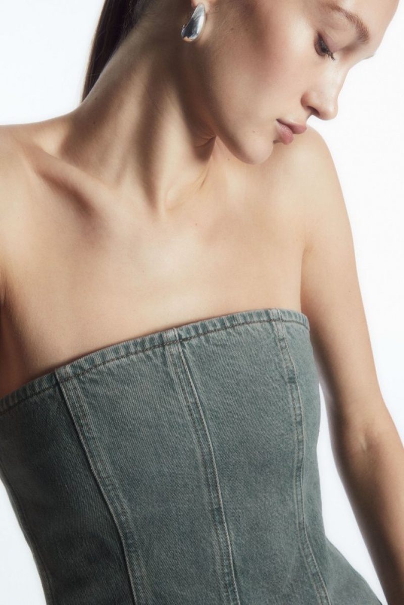 COS Denim Bustier Bleu | 204536-PTV