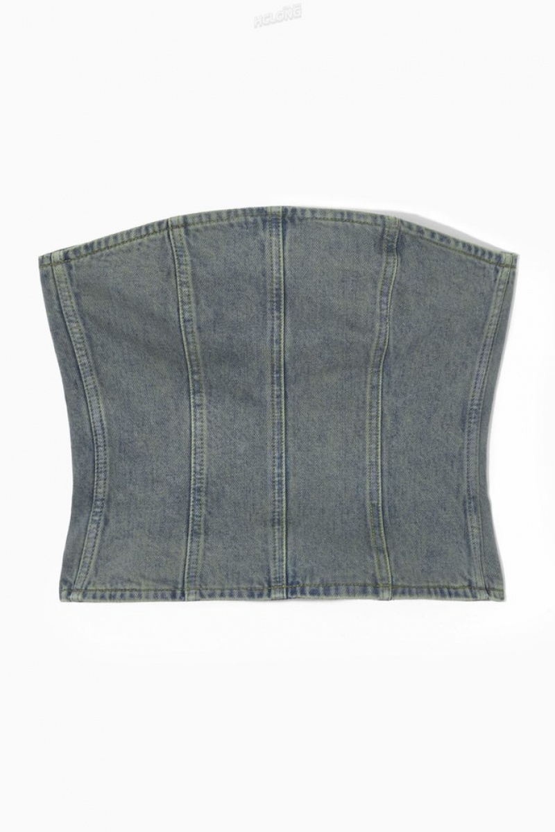 COS Denim Bustier Bleu | 204536-PTV