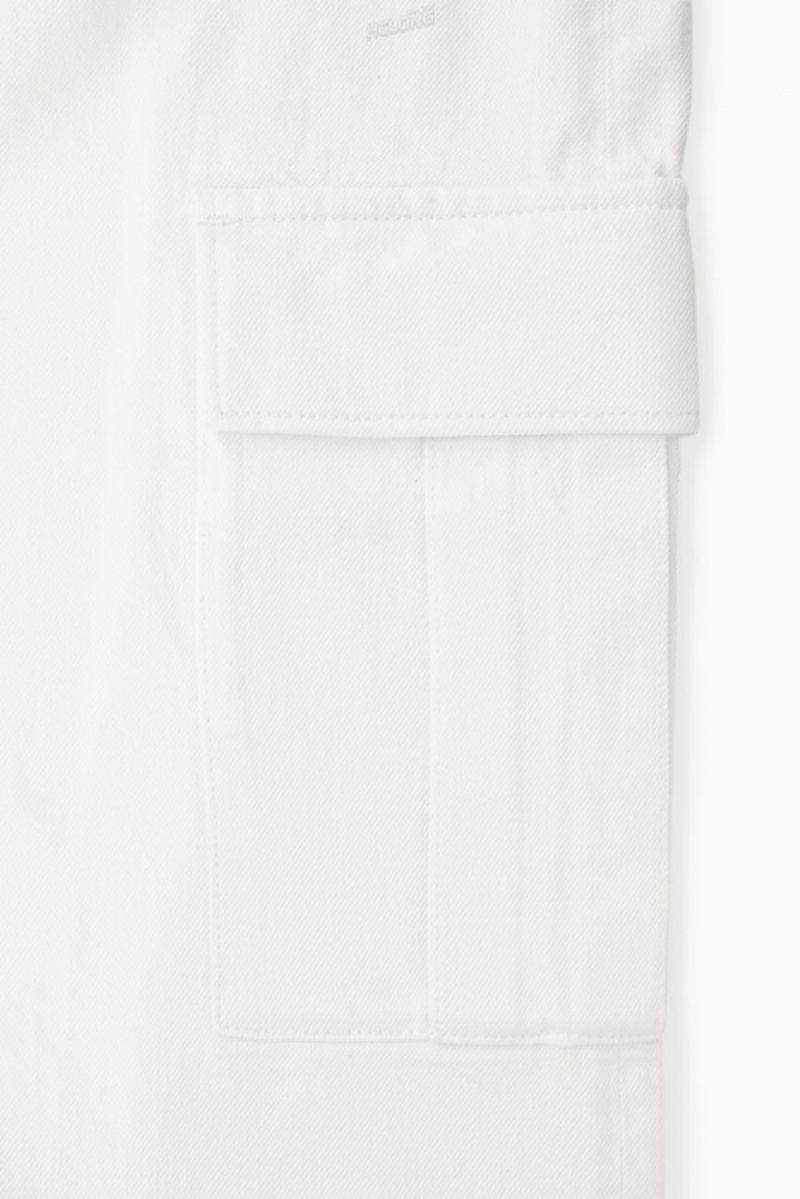 COS Denim Cargo Trousers Off-White | 342806-KOQ