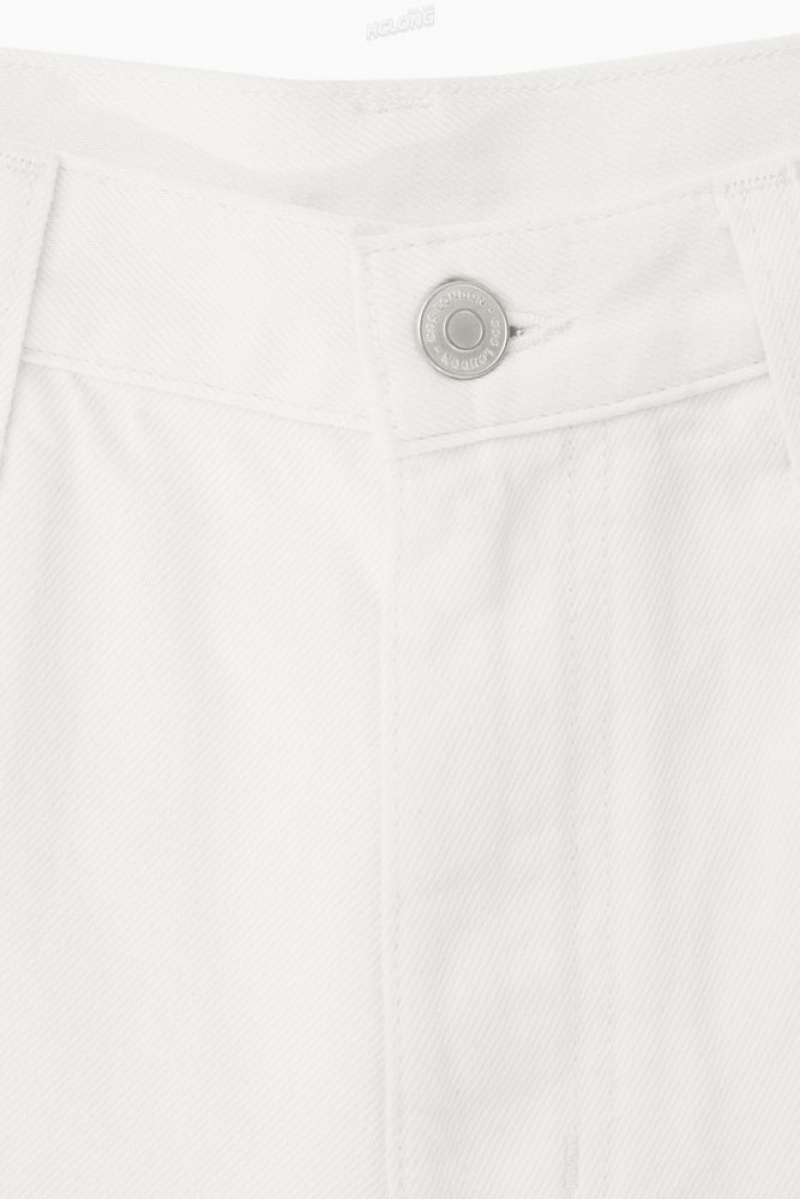 COS Denim Cargo Trousers Off-White | 342806-KOQ