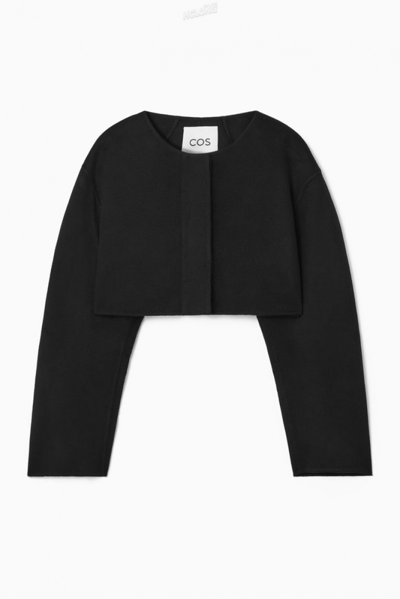 COS Double-Faced Cropped Hybride Jacket Noir | 064382-BUN