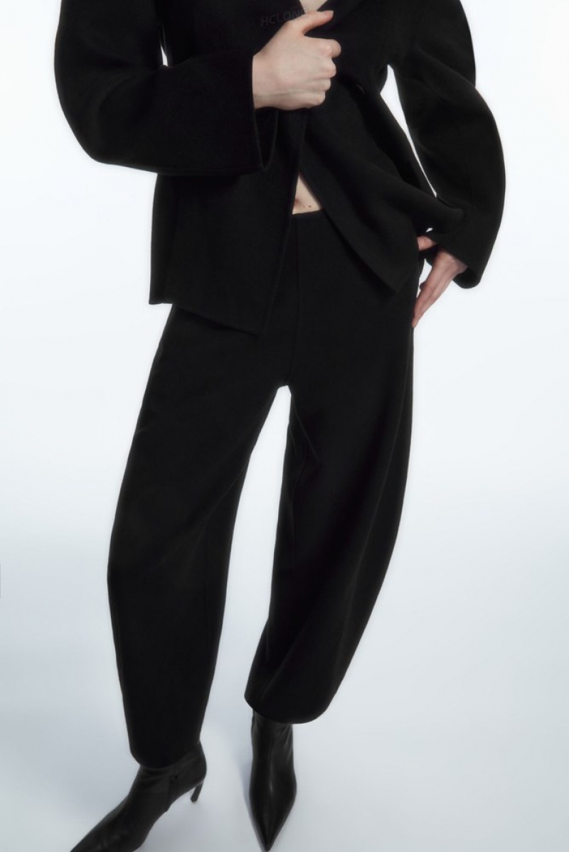 COS Double-Faced Laine Balloon-Leg Pants Noir | 764985-HFJ