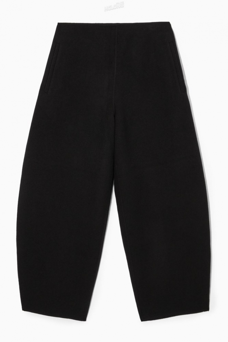 COS Double-Faced Laine Balloon-Leg Pants Noir | 764985-HFJ