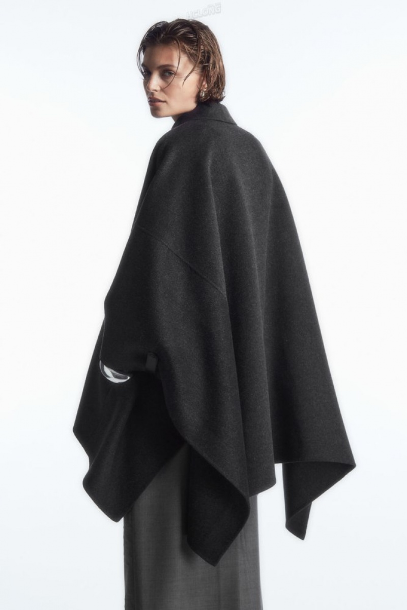 COS Double-Faced Laine Cape Noir | 590437-PZM