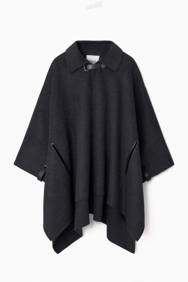 COS Double-Faced Laine Cape Noir | 590437-PZM