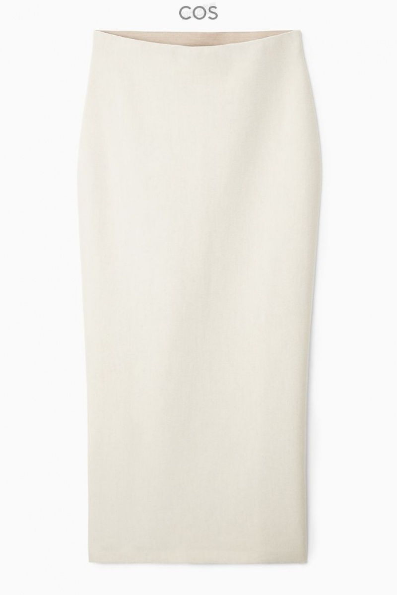 COS Double-Faced Laine Column Maxi Skirt Bleu Marine Foncé | 397524-TBC