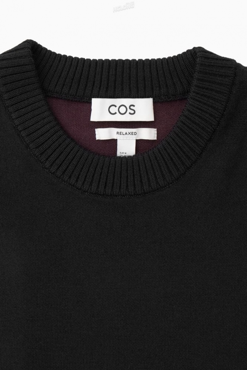 COS Double-Faced Merino Laine Jumper Noir | 502148-WRL