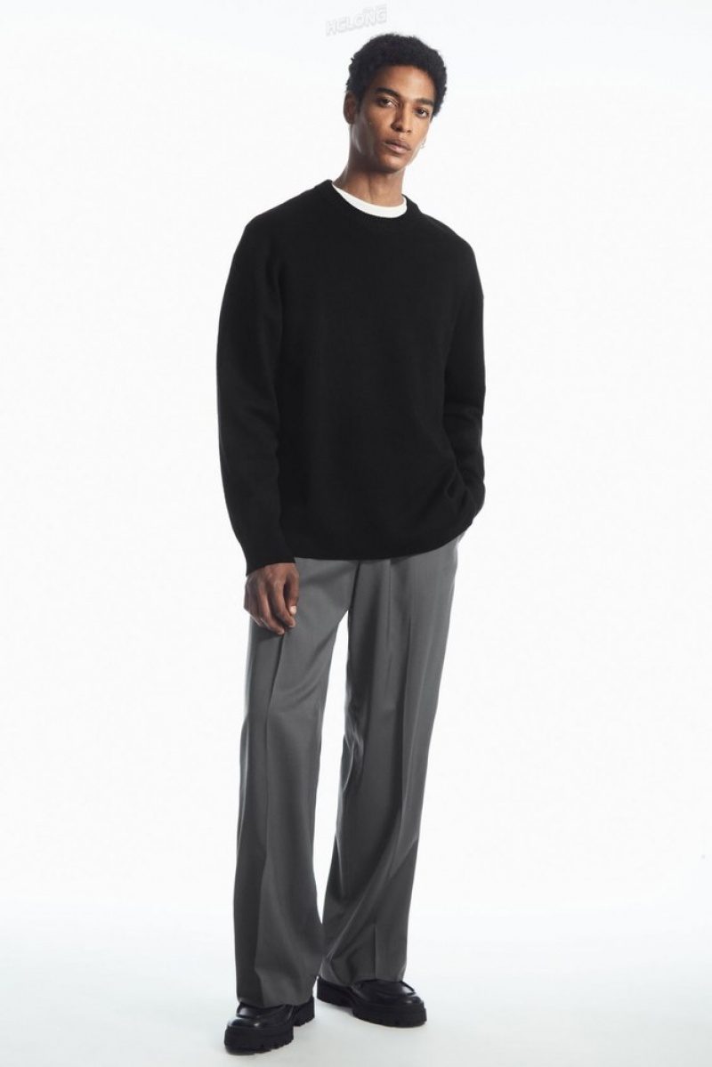 COS Double-Faced Merino Laine Jumper Noir | 502148-WRL