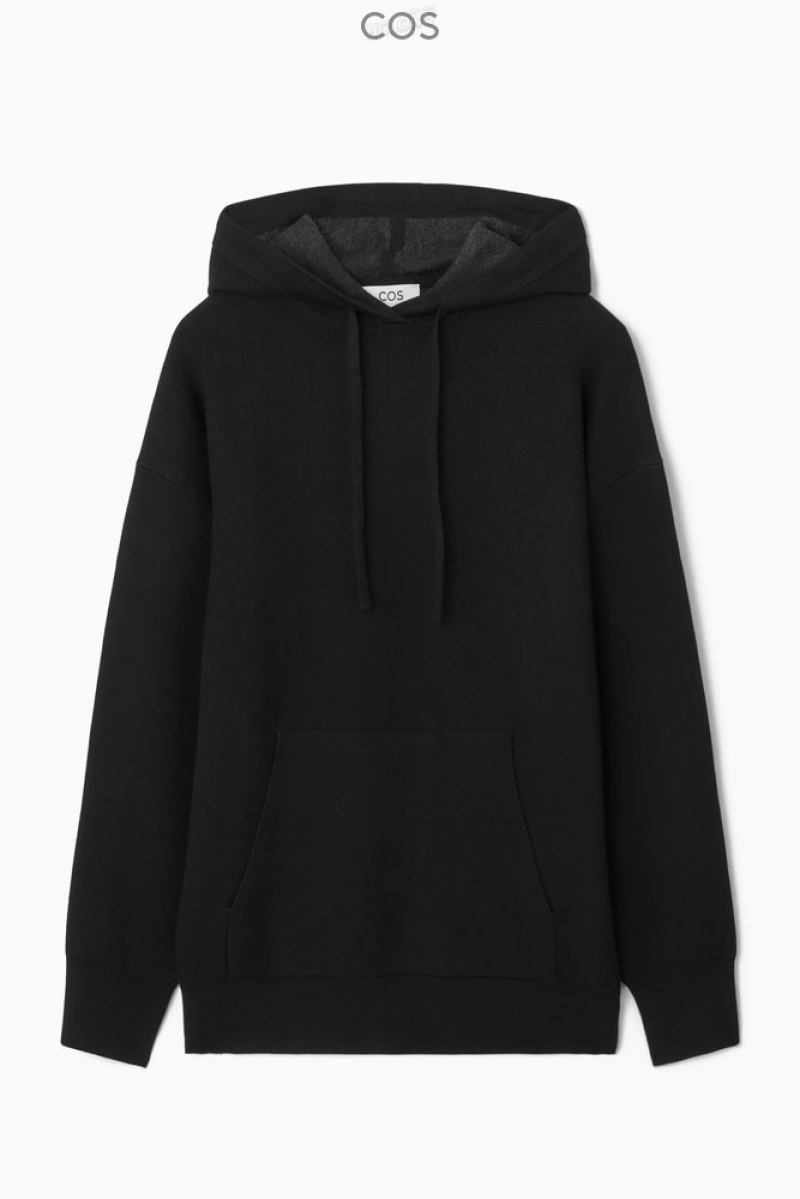 COS Double-Faced Tricoté Hoodie Noir | 093142-USV