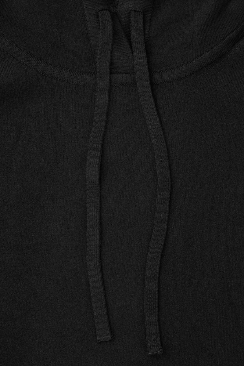 COS Double-Faced Tricoté Hoodie Noir | 093142-USV