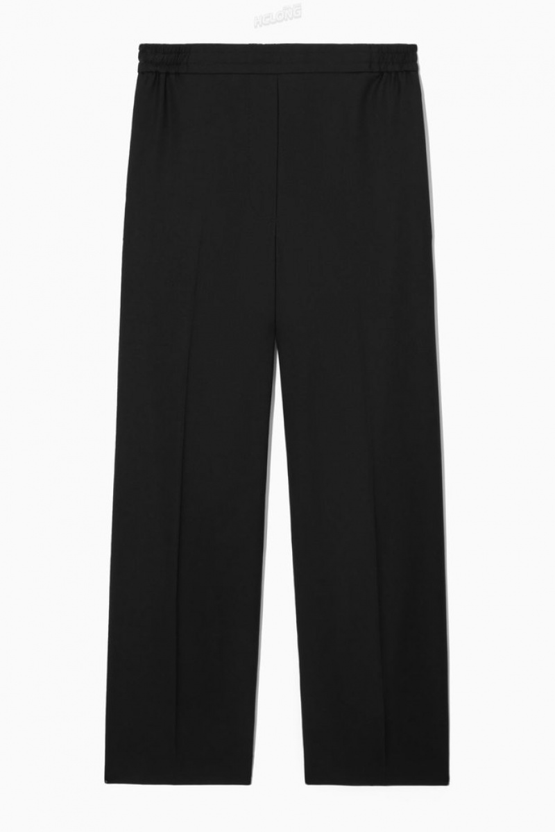 COS Droit-Leg Elasticated Laine Pants Noir | 345069-XKC