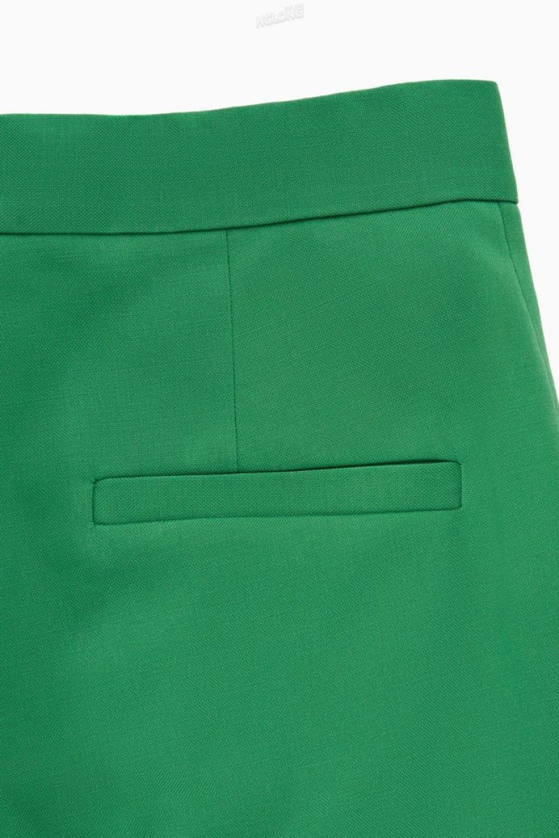 COS Droit-Leg Laine Trousers Vert | 429618-DEC