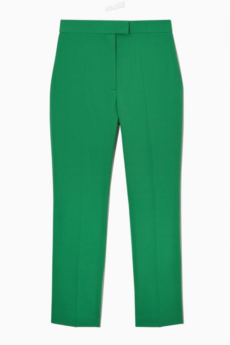 COS Droit-Leg Laine Trousers Vert | 429618-DEC