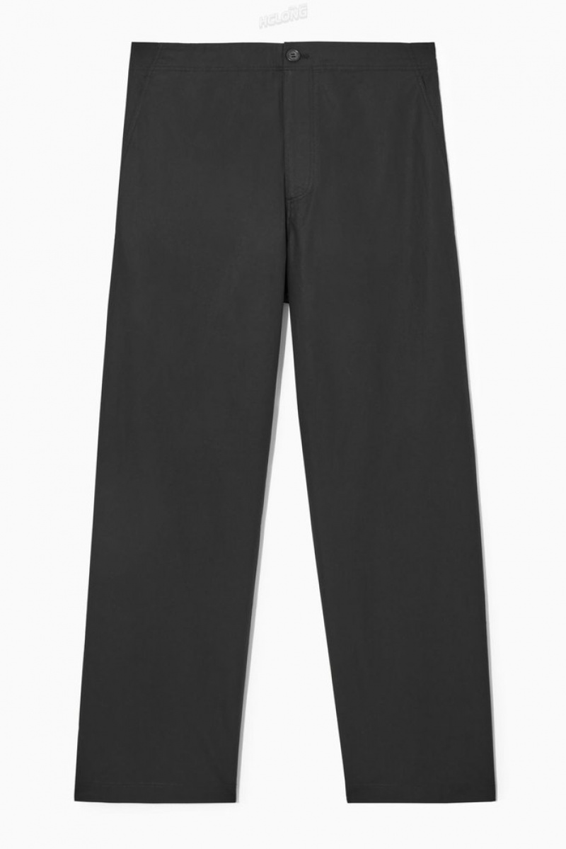 COS Droit-Leg Poplin Trousers Noir | 175960-VUQ