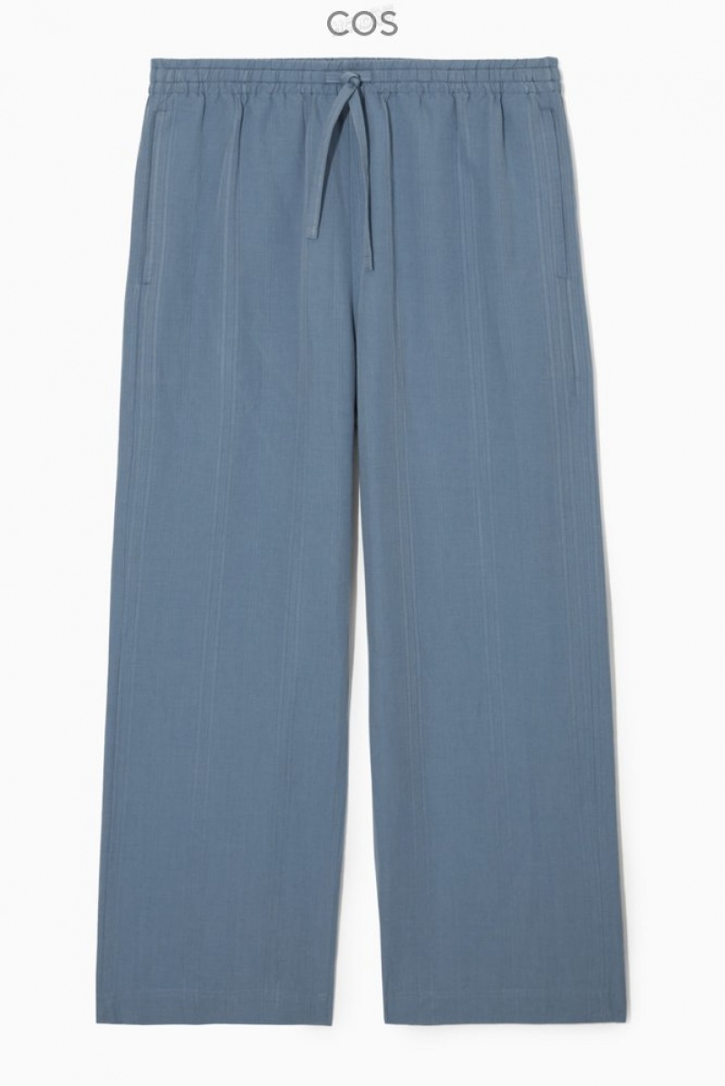 COS Droit-Leg Textured Linen Pants Bleu Clair | 682795-PWD