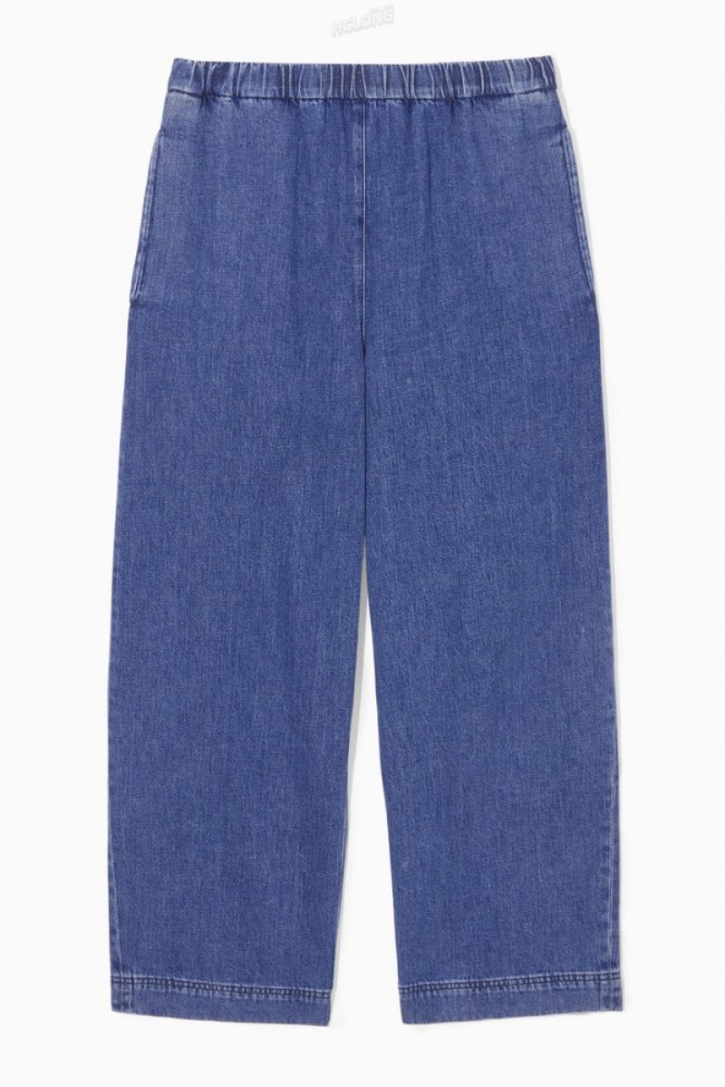 COS Elasticated-Taille Denim Pants Bleu | 914528-RPE