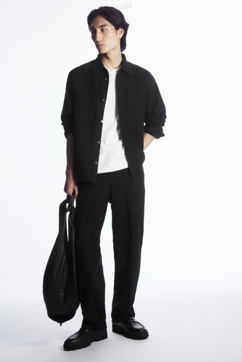 COS Elasticated Laine Pants Noir | 872953-TOP