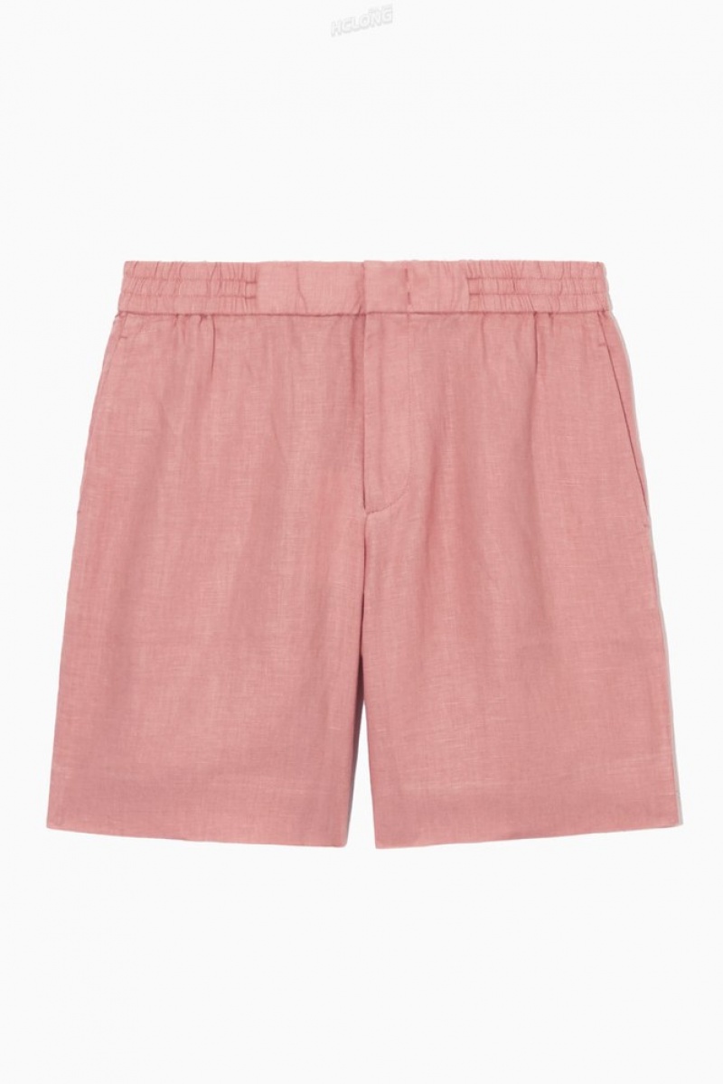 COS Elasticated Linen Shorts Bleu Marine | 029146-PWQ