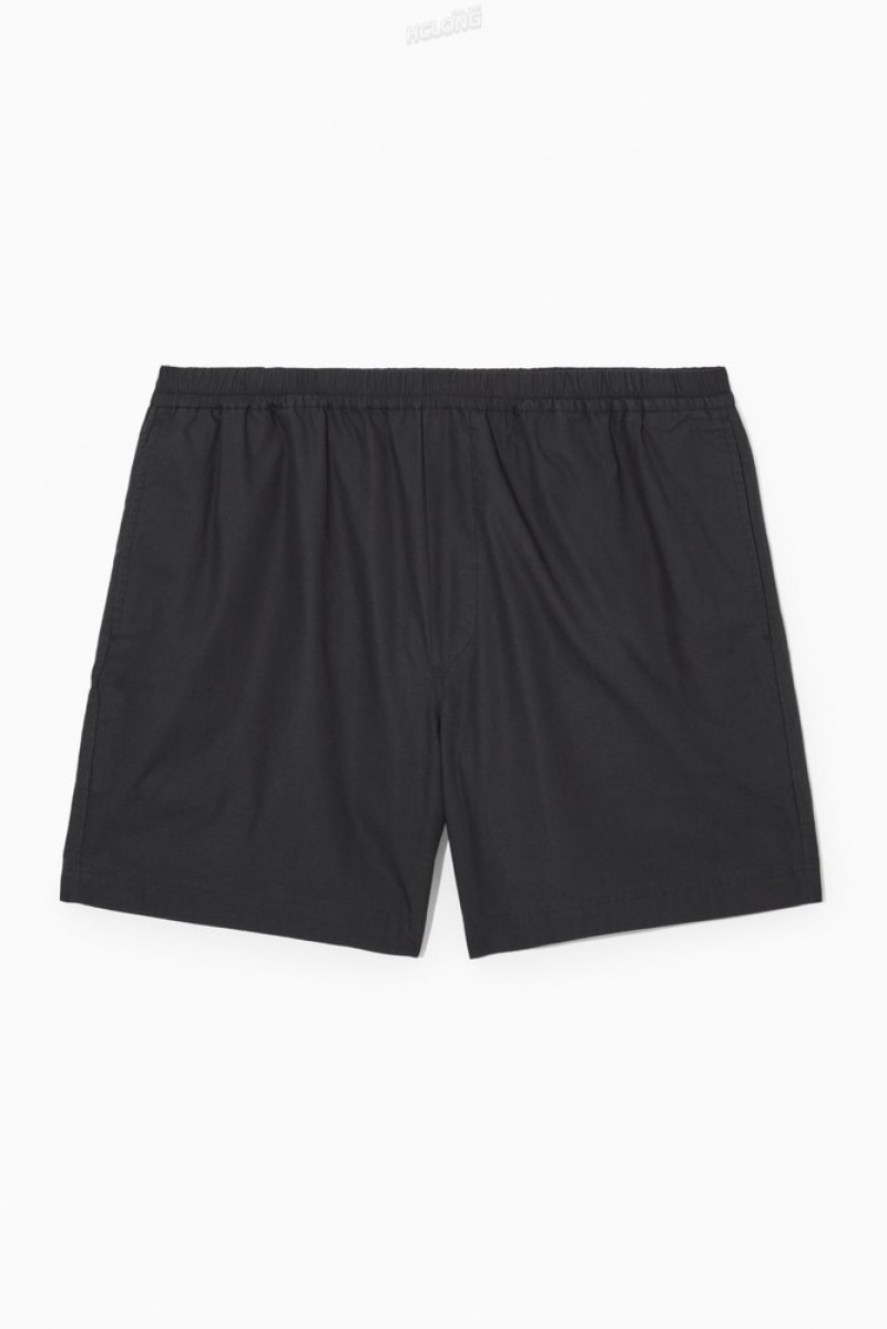 COS Elasticated Poplin Shorts Noir | 247089-DTW