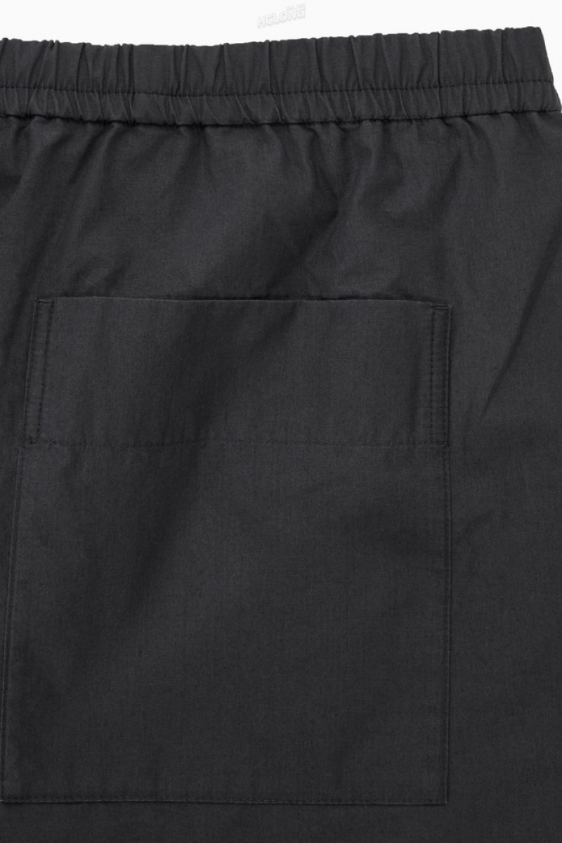 COS Elasticated Poplin Shorts Noir | 247089-DTW