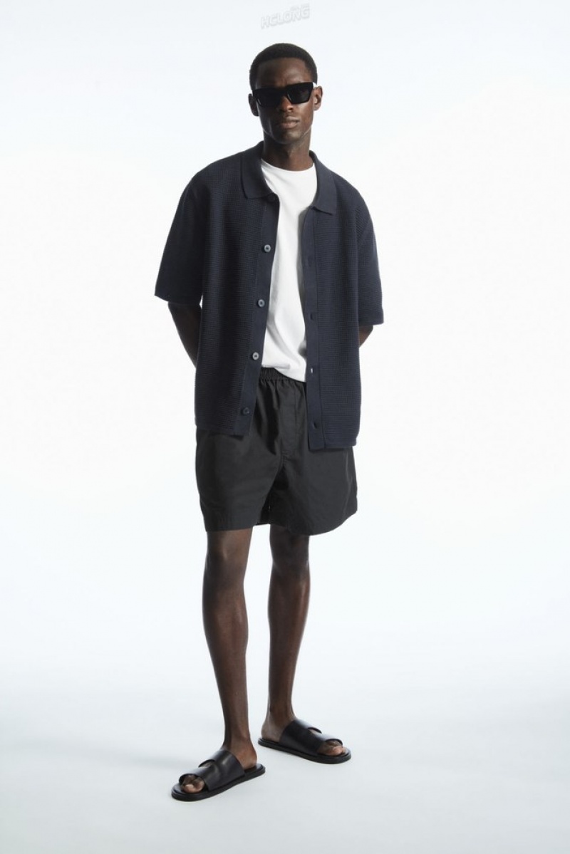 COS Elasticated Poplin Shorts Noir | 247089-DTW